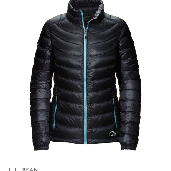 L.L. Bean Jackets & Blazers - L.L. Bean Women's Black Puffer Jacket with Blue Accents